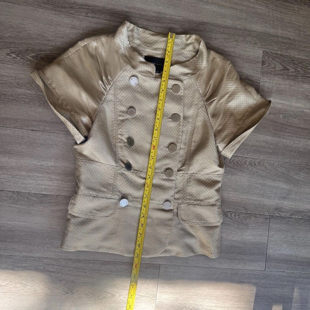 BCBGMAXAZRIA Womens Gold Woven Suiting Double Breasted Jacket Fits Sz S/M - Picture 11 of 16